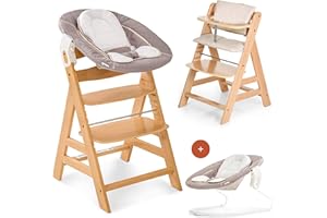 hauck Alpha Plus Newborn Set Trona Evolutiva Recién Nacidos con Hamaca Cojín y Arnés - Silla Alta de Madera para Bebés desde el Nacimiento - Tronas Primeras Comidas para Niños