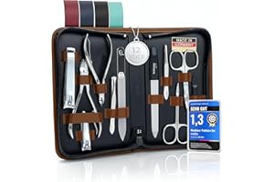 marQus Solingen Zestaw do manicure Solingen - 12-częściowy zestaw do manicure i pedicure w poręcznym i miękkim etui z prawdziwej skóry - kompletny zestaw ze wszystkim do pielęgnacji dłoni i stóp