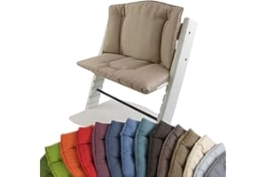 BABYS-DREAMS BambiniWelt Cojín de asiento para trona Stokke Tripp Trapp, en 14 colores, jaspeado, asiento de 2 piezas, funda, cojín de repuesto beige beige