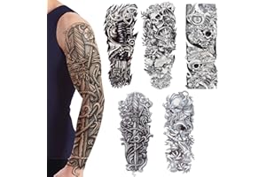 Full Arm temporäre Tattoos, Camelize Tattoo Körperkunst,extra temporär Tätowierung,Klebe Tattoo Sticker,Fake Arm Tattoos Aufkleber für männer Frauen (5 Blätter)