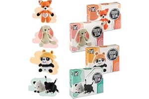 CRAFT SENSATIONS BY GRAFIX Craft ID Crochet Kit Principiantes | Kit Amigurumi | Peluches Bebé Animales Zorro, Conejo, Panda y Gatitos | Kit de Ganchillo para Principiantes | Set de Agujas Crochet para Niños y Adultos