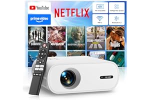 ZOOMCAT Smart Beamer【Netflix Zertifizierung】mit Elektrischer Fokus/Trapezkorrektur, 20000LM 1080P Full HD WiFi 6 Bluetooth 5.2 Mini Beamer Heimkino, Mini Projektor mit EIN-klick-Nutzung von Netflix/YouTube/D+