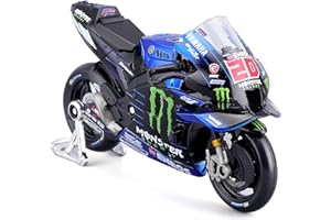 MAISTO - 1/18 MOTO GP RACING - Yamaha Factory #20 Fabio Quartararo - NOUVEAUTE FA 2022 - Voiture Miniature pour enfant - Reproduction à echelle