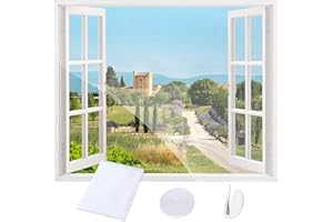 REDTRON 1 Packs de Moustiquaires de Fenêtres, Filet Anti-Moustiques Adhésif, Toile Moustiquaire Ajustable pour Insectes, Mouches, Découpable à la taille désirée(1.3m x 1.5m, Blanc)