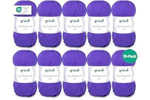 Gründl Lana Lisa Premium uni Hilo de tejer 100% poliacrílico, Hilo para tejer/ganchillo 50 g / 133 m, 10 bolas, Azulado Morado