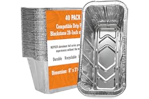 NUPICK 40 Stück Fettbecher-Einsätze für Blackstone 43,2 cm/71,1 cm/91,4 cm Grillplatte, Tropfpfanneneinlagen für Blackstone 5017, Einweg-Aluminiumfolie Tropfpfanne Liner