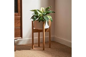 Bamworld Regulowany stojak na rośliny wewnątrz, nowoczesny stojak na doniczki z połowy wieku, pasuje do doniczek od 18 do 30 cm,bambus,naturalny(doniczka i roślina nie są dołączone)