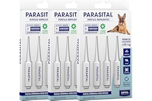 Zotal Parasital Pipetas para Perros Grandes - Pack 3 Blíster de 4 Pipetas (12 en Total) - Protección Pulgas, Garrapatas y Mosquitos - 3 a 6 Semanas por Pipeta - Repelente Natural - Fácil Aplicación-