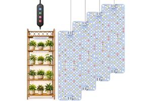 4Pack LED Växtlampor, 768 LEDs Fullspektrum Växtljus för Inomhusväxter, Odlingspanel med 4/8/12H Automatisk Timer, Växtbelysning för Förodling, Tillväxt och Blomning