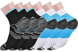 Pnosnesy 6/7 Paar Kompressionssocken für Männer und Frauen Plantarfasziitis Socken Low Cut Sportsocken Sportsocken