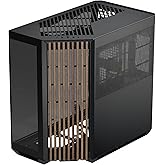 APNX V1 Gaming PC Case ATX Black with Wood - Mid Tower Gaming Case with Tempered Glass - Graphics Cards up to 395 mm Radiators up to 360 mm - Black PC Case - Max. 10 120 mm Fans - Panoramic Tempered Glass