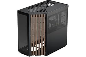 APNX V1 Gaming PC Gehäuse ATX Schwarz mit Holz - Mid Tower Gaming Case mit Tempered Glass - Grafikkarten bis 395 mm, Radiatoren bis 360mm - Black PC Case - max. 10 120mm Lüfter - Panorama Hartglas