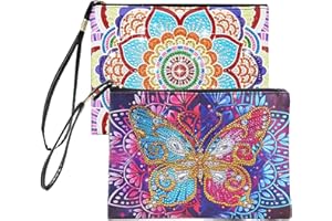 DIVINA VITAE 2 Piezas Bolsos para Pintura de Diamantes 5D Bolsa de Cosméticos para Pintura de Diamantes Bolsa de Arte con Diamantes Bolsa de Mano con Cremallera para Mujeres Niñas Regalo de Maquillaje
