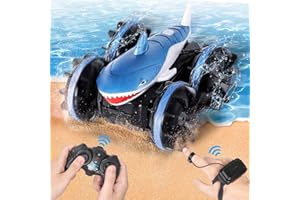 Ltteaoy Coche teledirigido anfibio de 2,4 GHz 4WD 360° giratorio RC, barco teledirigido con sensor de gestos, juguete de regalo a partir de 3, 4, 5, 6, 7, 8+ años, piscina, agua, playa, juguete