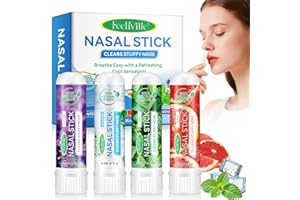 FEELIVILLE Nasal Stick, 4 Pack Inhalierstift, Naseninhalator Stift, Menthol Nasenstift, Inhalierstift für die nase, werkzeug zur linderung von verstopfter nase