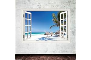 WALL SMART DESIGNS Tropical Window Frame Full Colour wall art sticker decal transfer mural Graphic WSD613