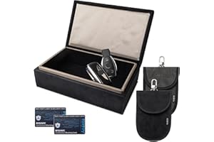 Ananta Faraday Box for Car Keys – Luxury RFID Signal Blocking Key Box, Magnetic Close, Twin Faraday Pouches & RFID Cards (Black)