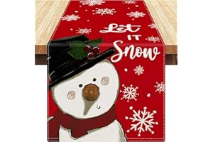 Vorysum Camino de Mesa Navidad 40 x 140 cm Iindo Muñeco de Nieve Blanco Decorar de Mesa De Cocina de Invierno Camino de Mesa Camino de Mesa Navidad Camino de Mesa Rojo Camino de Mesa Navidad