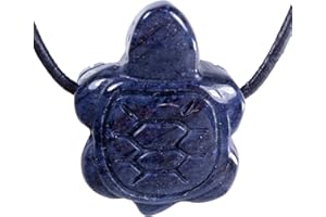 Lebensquelle Plus Schildkrötenanhänger aus blauem Dumortierit | Edelstein Tieranhänger Schildkröte | Gebohrter Anhänger mit Baumwollband