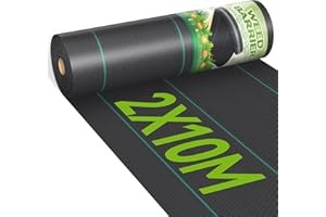 iropro 2m x 10m Heavy Duty Weed Control Membrane Garden Weed Barrier Fabric for Landscaping Driveway Gravel Artificial Grass Lawn Underlay Black Woven Roll Ground Cover
