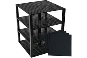 Strictly Briks Lot de 4 plaques de Base - avec Stackers 2x2 améliorées - de qualité - pour Construire Une Tour - Compatible avec Les Plus Grande Marques - 25,4 x 25,4 cm - Noir