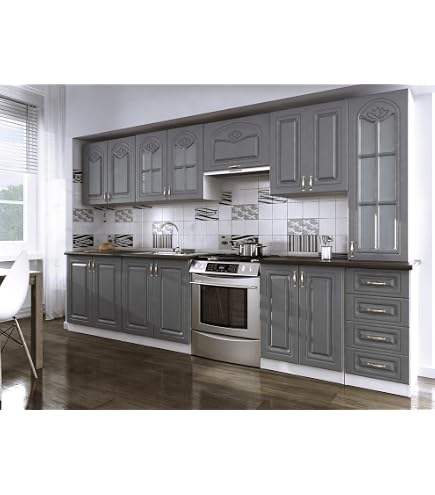 Armoire De Cuisine Blanche Avec Plan De Travail Chêne - 2 Tiroirs & 4 Placards - Réglable Et Facile à Monter - 8