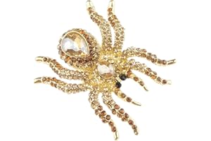 GLAMOUR GIRLZ Sparkly Womens Bridal Wedding Christmas Party Birthday Gift Saree Scarf Mother Bride Groom Diamante Crystal LARGE Statement Brooch Badge Breastpin Corsage Pin Halloween Animal Insect Spider Gift Boxed