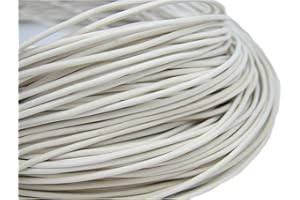 esnado Cordon en cuir rond 2 mm blanc (5 mètres, blanc)
