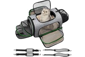 Minthouz Trasportino per Cani e Gatto - 4 Lati Espandibile - Morbido e Pieghevole Zaino per Cani, Borsa Trasportino Pet con Tappetino in Pile e Tracolla