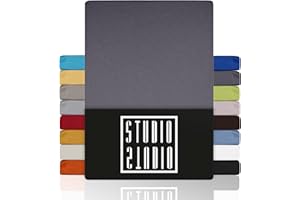 ‎STUDIO STUDIO Basic Spannbettlaken 200x220cm – Jersey-Spannbetttuch aus 100 % gekämmter Baumwolle – Grau – Öko-Tex Zertifiziert, bügelfrei & elastisch – für Matratzen 15–35 cm