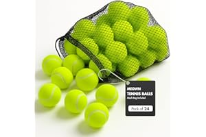 Meown Tennis Balls - Pack of 12,24,36,48 | Ideal for Sports, Dog Training & All Courts | Mesh Bag Included | Pressureless Practice Balls