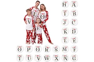NUOKE Pyjama Noel,Pyjama Homme,Reindeer Arbre de Noël 26 Lettres Pajamas de Famille Set Rouge Nouvelle Année Commémoration Papa Mère Enfant Bébé