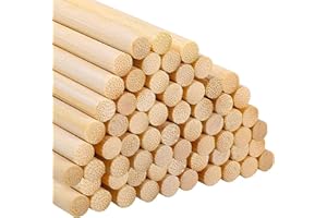 HOTKRUMP 80 Varillas de Bambú para Manualidades, Largas y Redondas, Bastones de Madera Naturales para Decoración (30 cm x 8 mm)