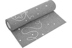 MODERNO Tischläufer in Leinen-Optik Grau 5m – Weihnachtsdeko mit Silbernen Weihnachtskugeln, 28 cm Breit – Ideal als Tischband für Festliche Dekorationen & Weihnachten