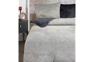 Leonado Vicenti Bettwäsche 135 x 200 cm 2 TLG Teddy Plüsch Cashmere Touch kuschelig warme Winter Wendebettwäsche Grau Anthrazit