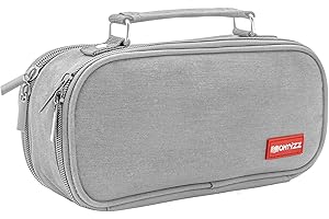 ONTYZZ Estuche Escolar Gran Capacidad Niña Estuche Escolar Niño 2 Compartimentos Estuche Lápices Adolescentes Lona Estuche Organizador de Material Papelería Cosmética Bolsa Almacenamiento Gris