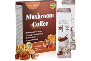 DONGCILL Mushroom Coffee,Mushroom Ground Coffee,con Reishi, Cordyceps, Hericium, Shiitake e Chaga,Caffè Istantaneo,Polvere di Caffè ai Funghi Bio, 100g
