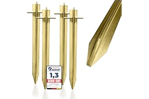 Turinto® Pack of 4 Sturdy Tent Pegs Classic & Robust - Golden Colour Made of Extra Strong and Robust Steel for Safe Camping and Outdoor Experiences - Test [Very Good] - Length 30 cm Including Electric