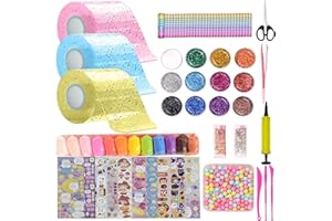 FFTANXS Nano Tape,Nano Tape Bubble Kit con 3 Nano Tape(5cm*3m)+50 Accessori di Lusso,Nano Tape Bubble Craft Per bambini a partire da 3 anni,Regalo perfetto per compleanno e Natale(Rosa+Blu+Giallo)