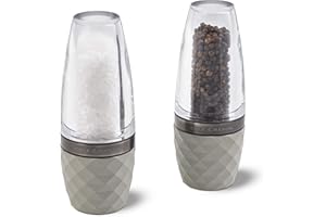 Cole & Mason H321806 City Salz und Pfeffermühle, 2er Set Manuell, Beton/Acryl, 160mm, Precision+ Keramikmahlwerk, Geschenkset