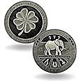 Luck Lab Two Sided Lucky Coin Featuring One Side with a Four Leaf Clover and One Side with Elephant and Lucky Symbols - 1.5 inches