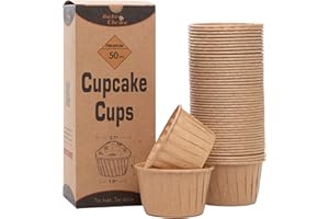 Bake Choice Caissettes Muffins Papier Lot de 50 Caissettes à Cupcakes Sulfurisé Durable,Jetables,Antiadhésives,Qualité Alimentaire,Diamètre 5 cm,Idéales pour muffins, desserts, fête d'anniversaire