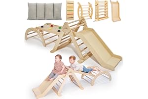 Lululearn® Kletterdreieck, Kletterbogen mit Kissen, Rampe & Rutsche [FALTBAR] – Ideal für Indoor | Spielzeug ab 1 Jahr, 4 in 1 Montessori Klettergerüst für aktives Lernen – Jetzt entdecken! (Natural)