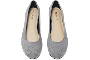 Ataiwee Women's Wide Width Flats Shoes - Casual Comfortable Round Plus Size Ballet Shoes.