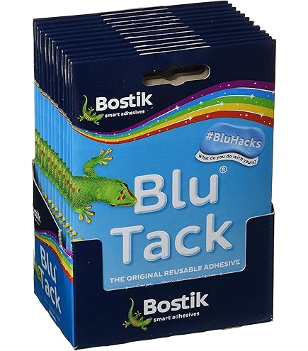 12 (FULL BOX) Blu Tack Packet Blue Tac Reusable Glue Putty Repositionable Glue Sticky New