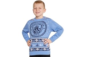 MANCHESTER CITY FC Christmas Jumper Kids Teenagers Warm Cosy Football Xmas Jumper 7-14 Years - Man City Gifts for Boys