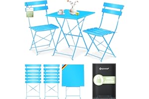 KESSER® Set da bistrò, 3 pezzi, con tavolo da bistrot e 2 sedie pieghevoli, set di mobili da giardino, per esterni, tavolo da giardino, resistente ai raggi UV e alle intemperie, set da balcone