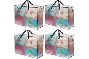 VENO 105 L Sac Demenagement Pliable avec Fermeture Eclair et Poignées, Sac de Vêtements Durable pour le couettes et draps (L Transparent, Lot de 4)