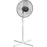 Amazon Basics - Standventilator, mit Oszillationsfunktion, 3 Geschwindigkeitsstufen, 40 W, Schwarz und Weiß