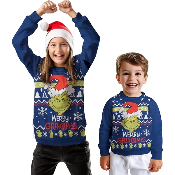 Pyjama Enfant Grinch Noël Bleu – Ensemble Long Hiver Officiel Dr. Seuss Garçons & Filles 98-104